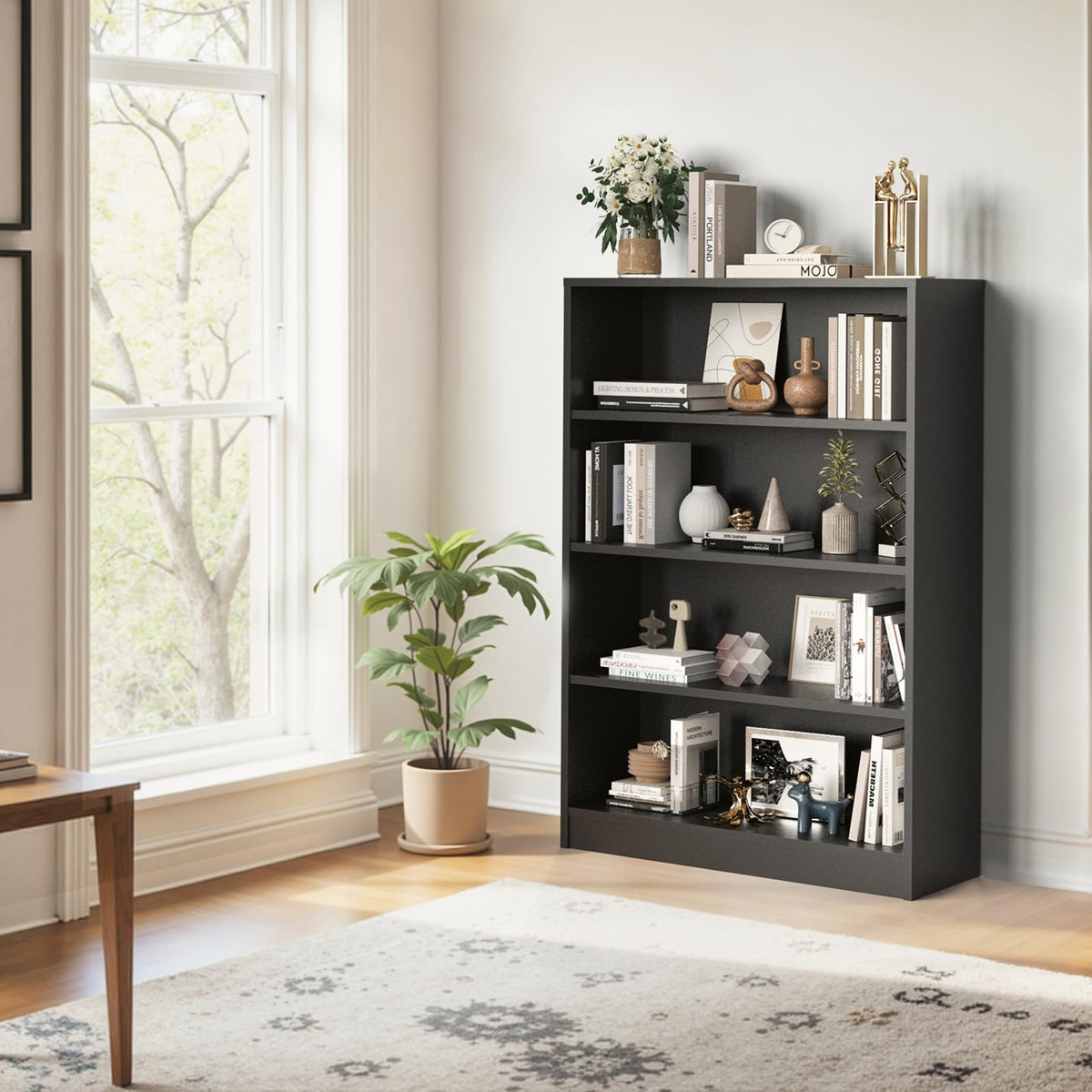 48 Inch 4-Shelf Wood Bookcase C9219