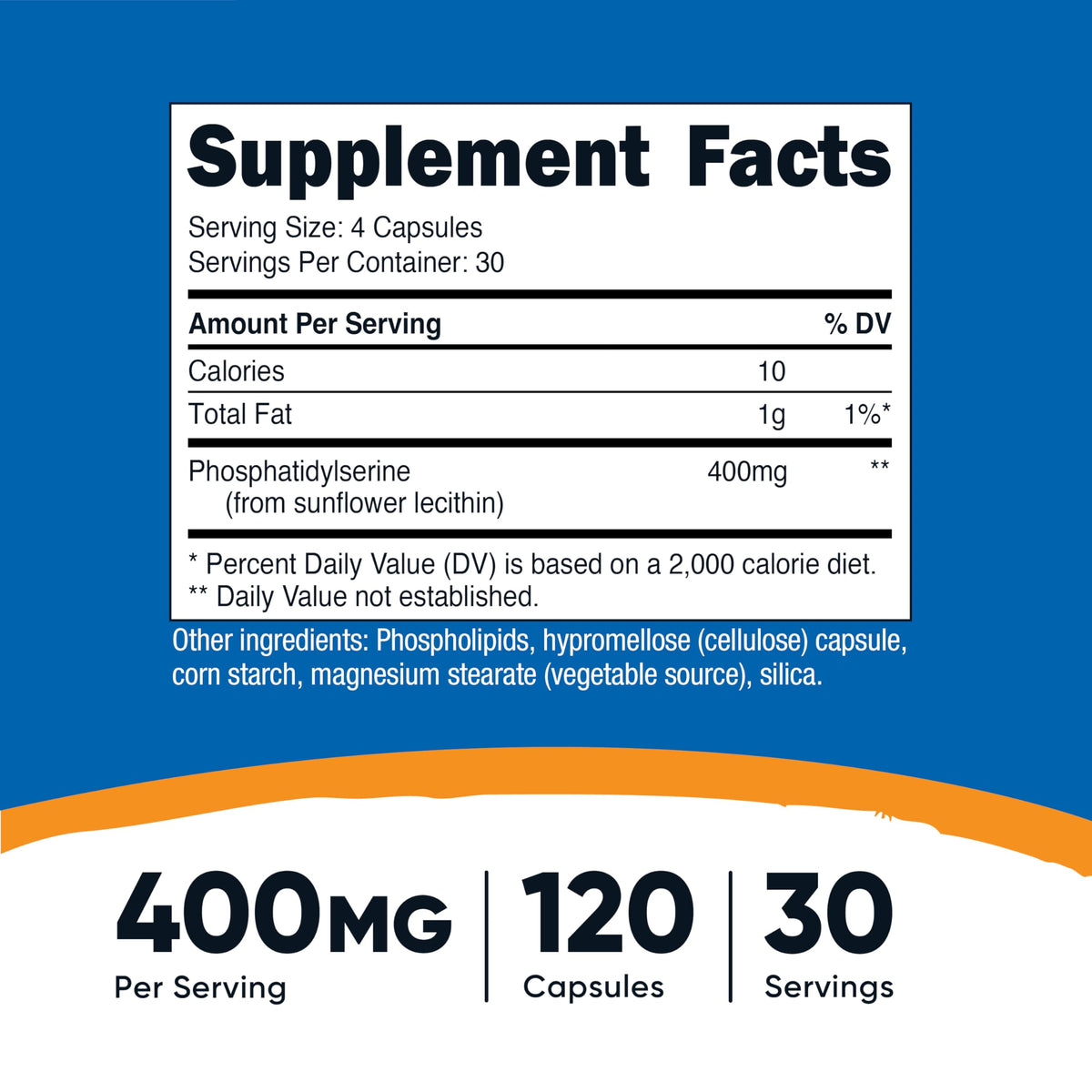 Phosphatidylserine 400mg 120 Capsules Gluten Free N24055