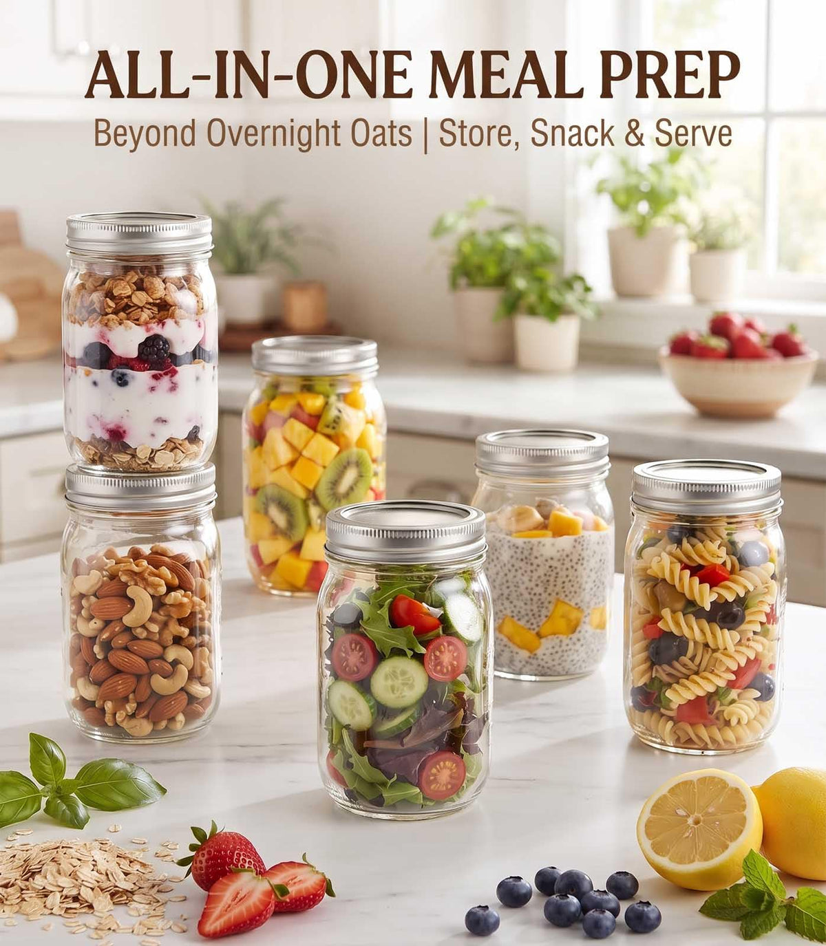 16 oz 8 Pack Clear Glass Jars G163