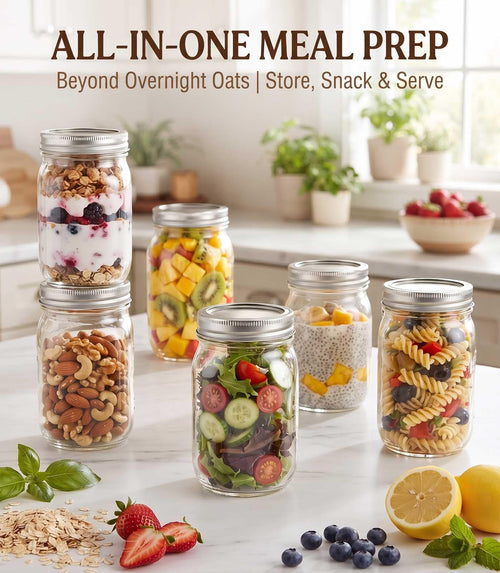 16 oz 8 Pack Clear Glass Jars G163