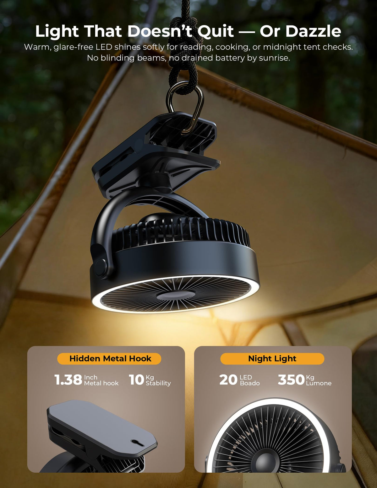 10000mAh Rechargeable 8 Inch Clip on Fan Black F524757