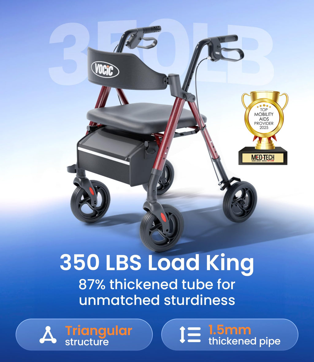 Rollator Walker with Seat, 8" All Terrain M2529