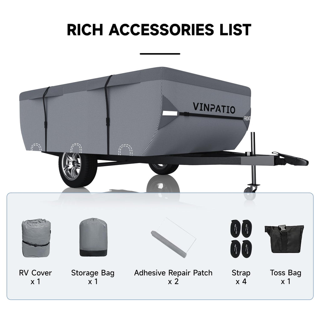 Waterproof Anti-UV Pop Up Camper Cover Fits 14'-16' Trailers H450063