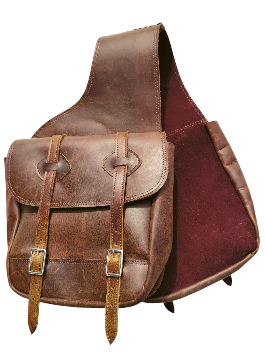 Leather Saddle Bag with Adjustable Strap 11X11X3.5 Inch D536