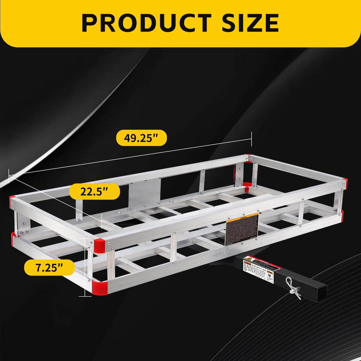 Aluminum Cargo Carrier with High Side Rails, 500-lb Load Capacity, Grey, 49" x 22.5" A58413