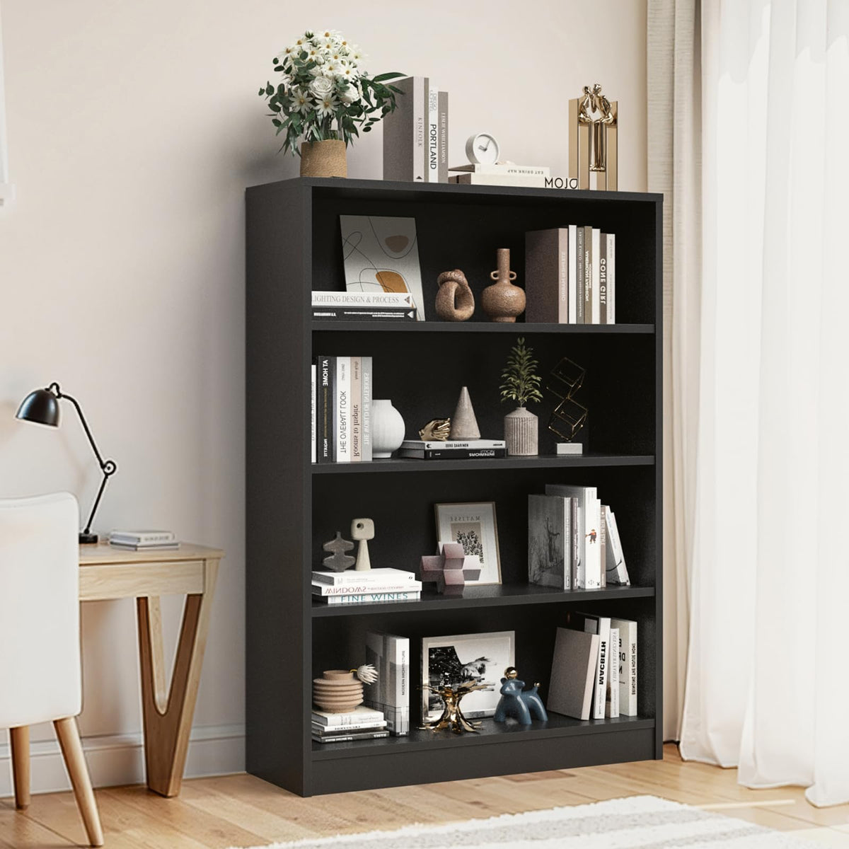 48 Inch 4-Shelf Wood Bookcase C9219