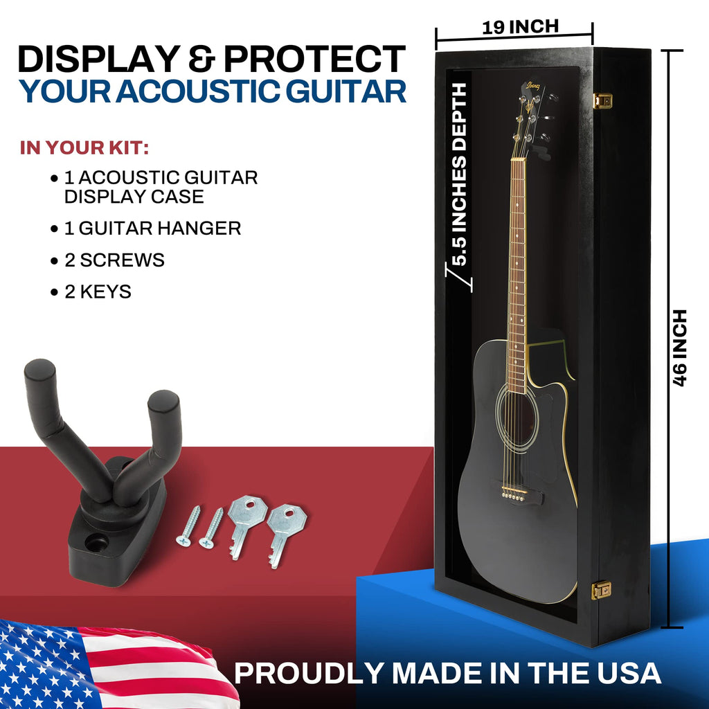 Acoustic Guitar Display Case Wall Mount Black X59475