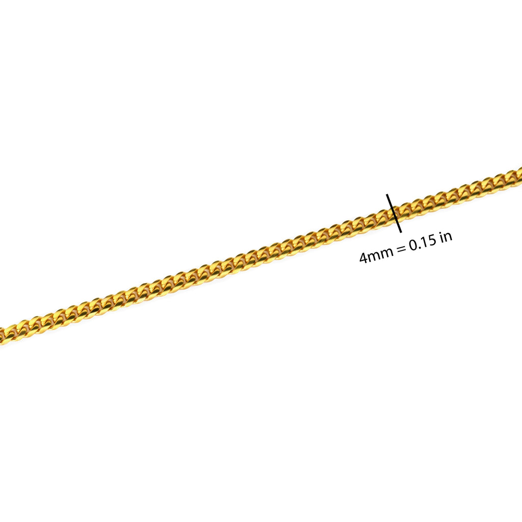 10K Yellow Gold 4mm Cuban Link Chain Necklace V95374