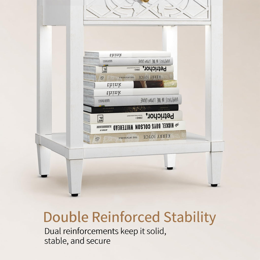 26" Solid Wood Nightstand with Drawers B3955