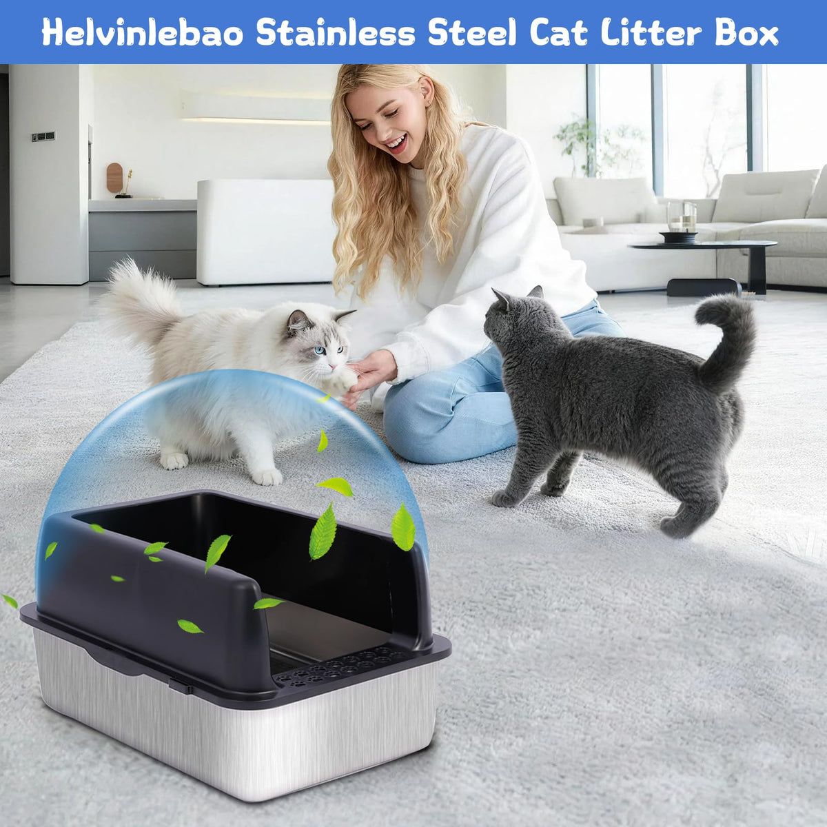Stainless Steel Sifting Litter Box with Lid C129912