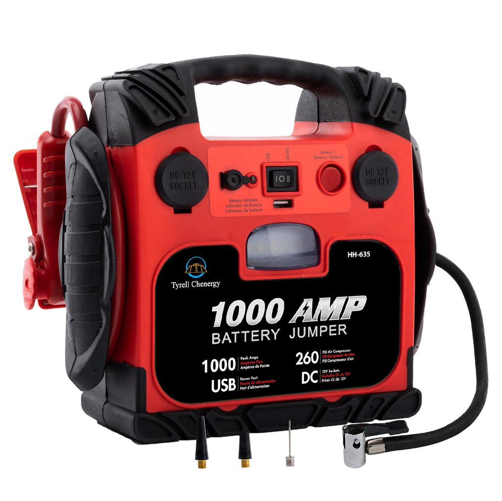 Portable Car Battery Jump Starter with Air Compressor 260PSI 1000Amp T523