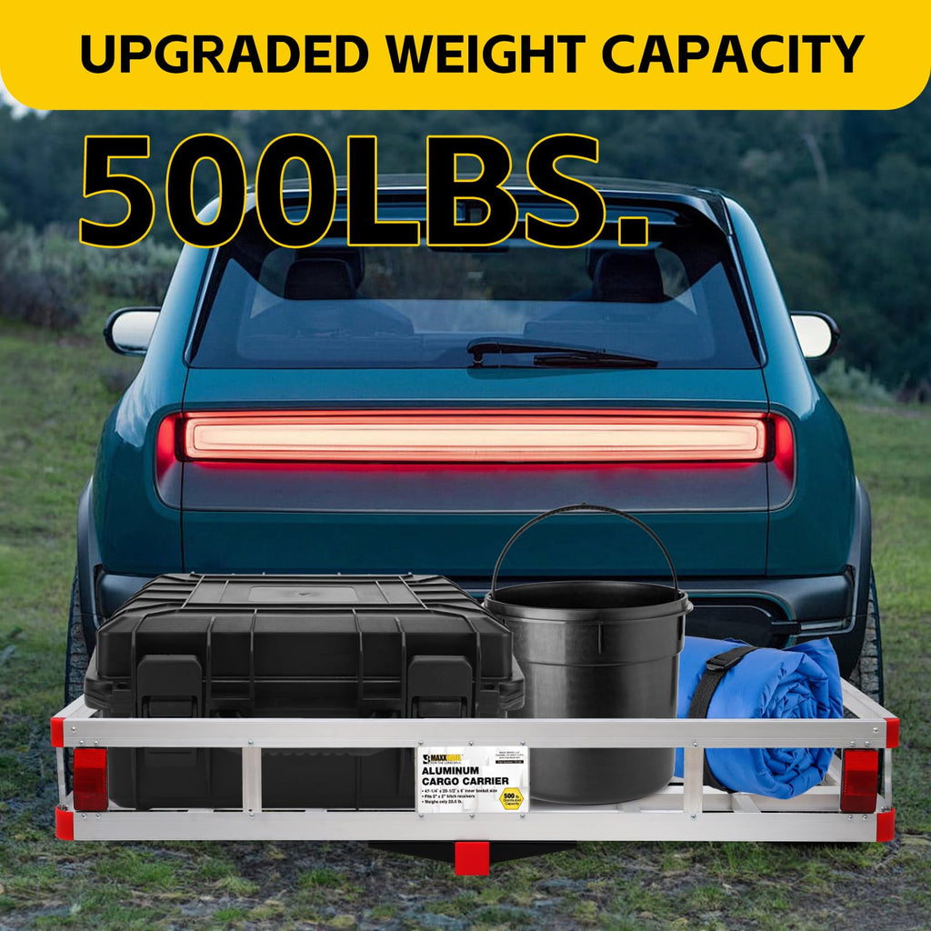 Aluminum Cargo Carrier with High Side Rails, 500-lb Load Capacity, Grey, 49" x 22.5" A58413