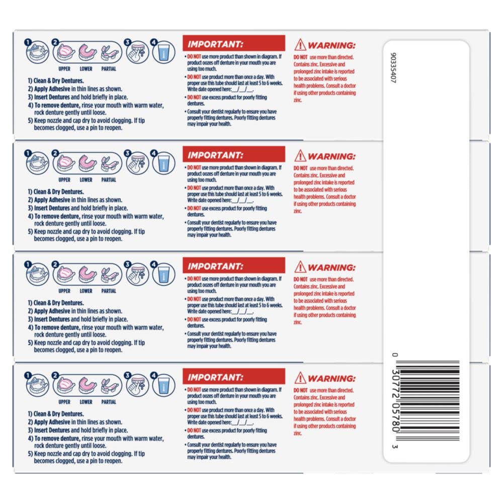 Denture Adhesive Cream 1.8 oz 4 Pack I372