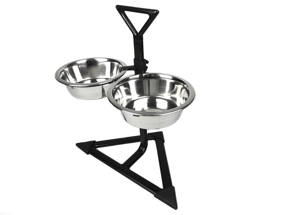 Double Feeder Corner High Stand with 2 x 1700 ml Stainless Steel Dishes A199