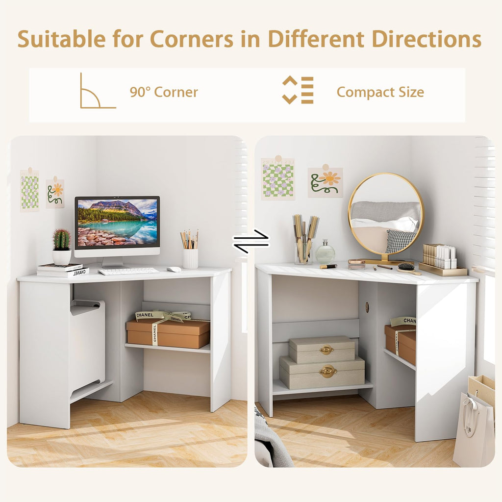 White Compact Corner Desk U189