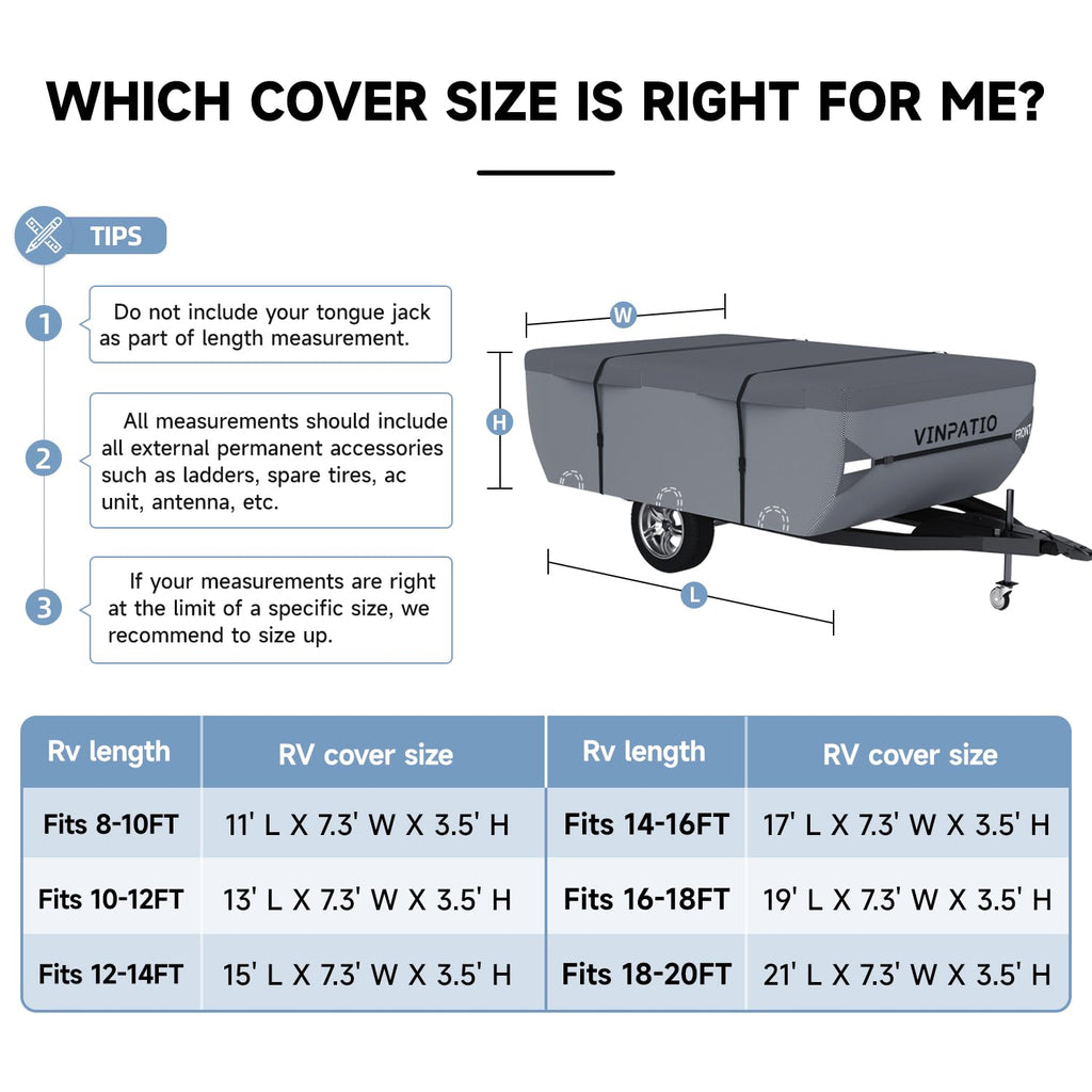 Waterproof Anti-UV Pop Up Camper Cover Fits 14'-16' Trailers H450063