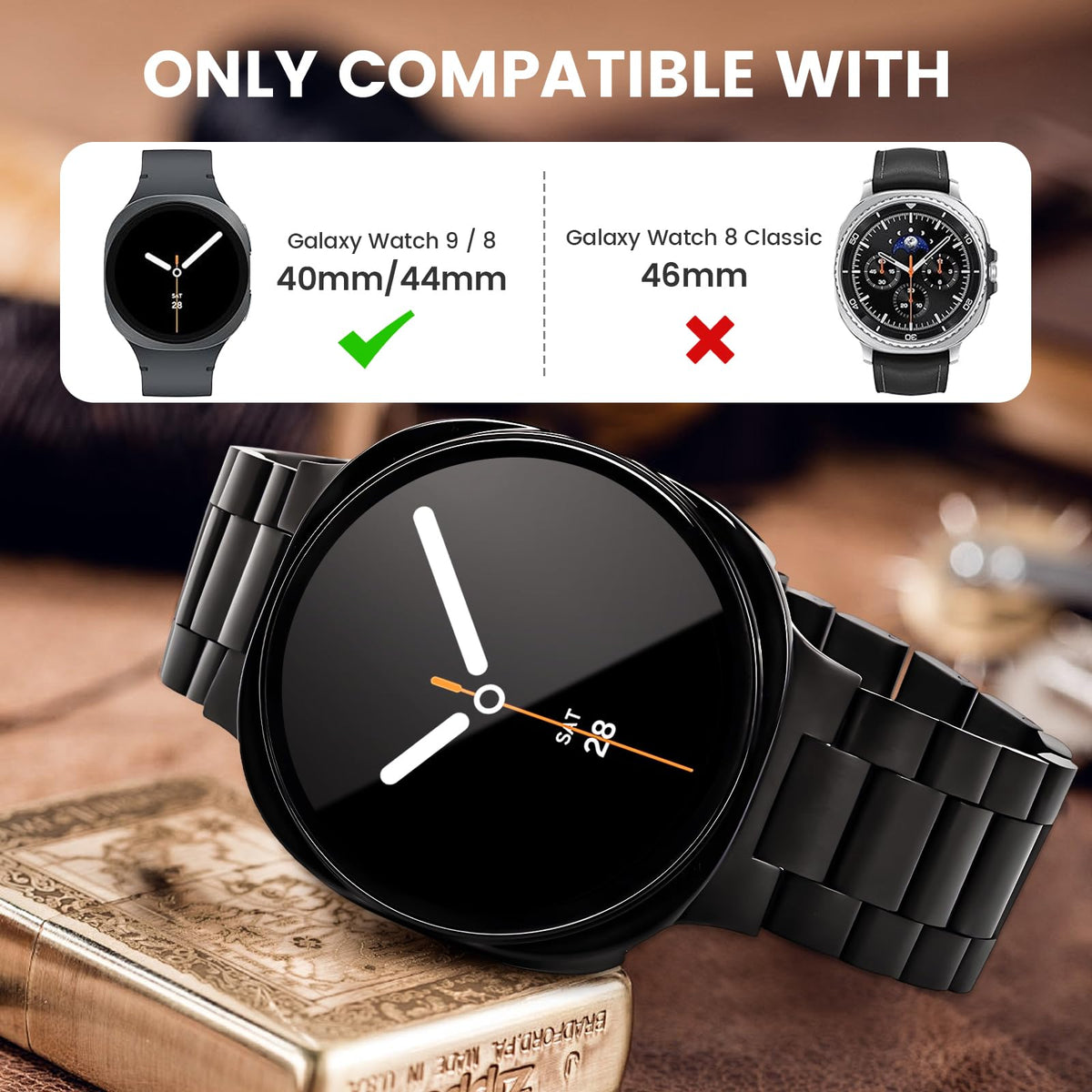 Stainless Steel Band and Case for Samsung Galaxy Watch 8 9 44mm 40mm I672