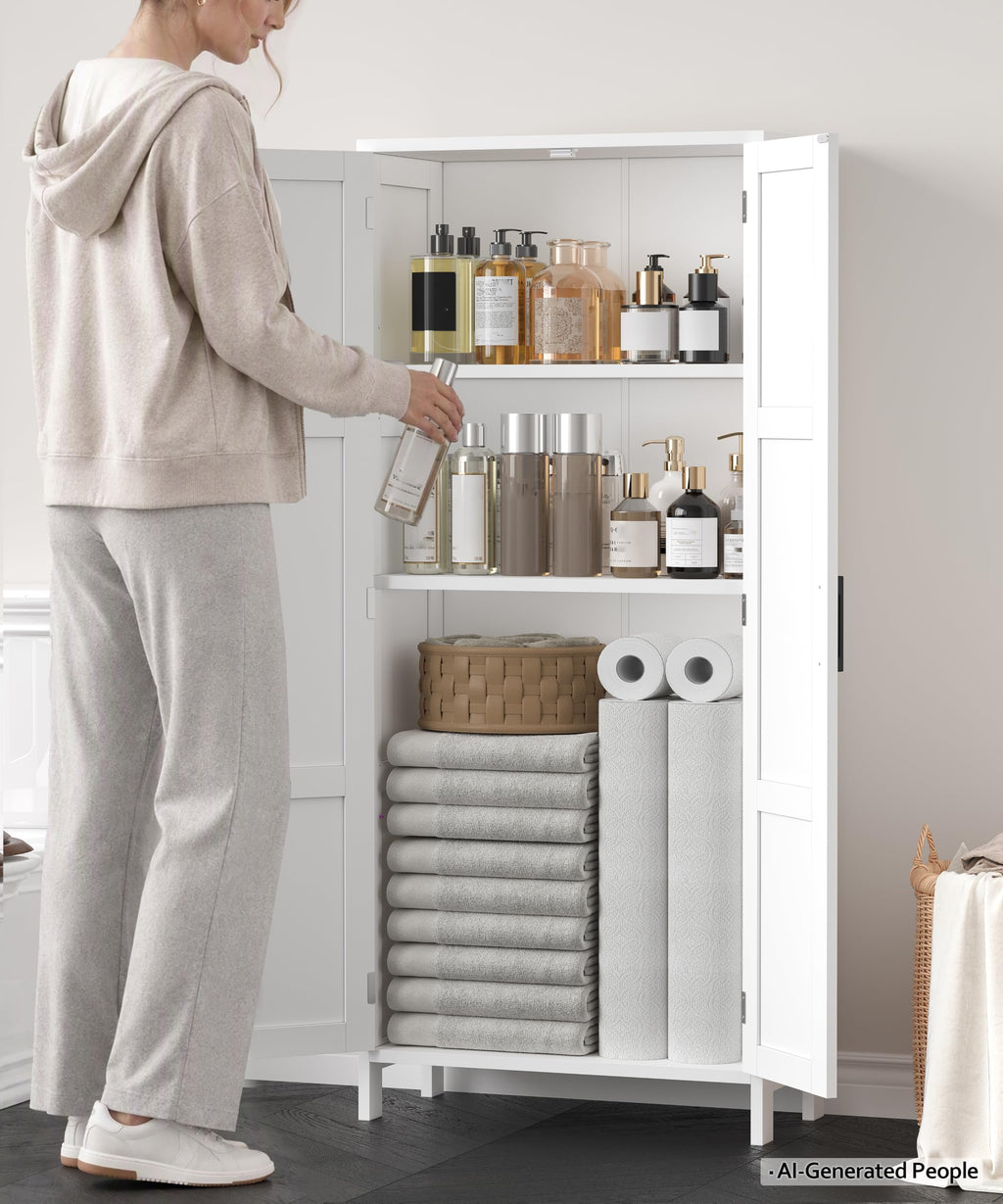 51.2"H Tall White 2 Doors Bathroom Cabinet H430