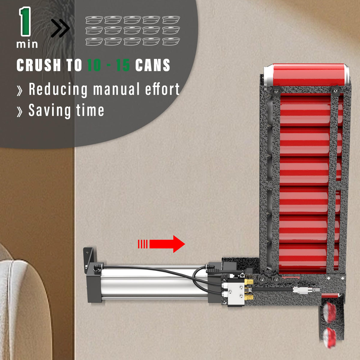Heavy Duty Aluminum Can Crusher Wall Mounted 12oz 16oz E99665