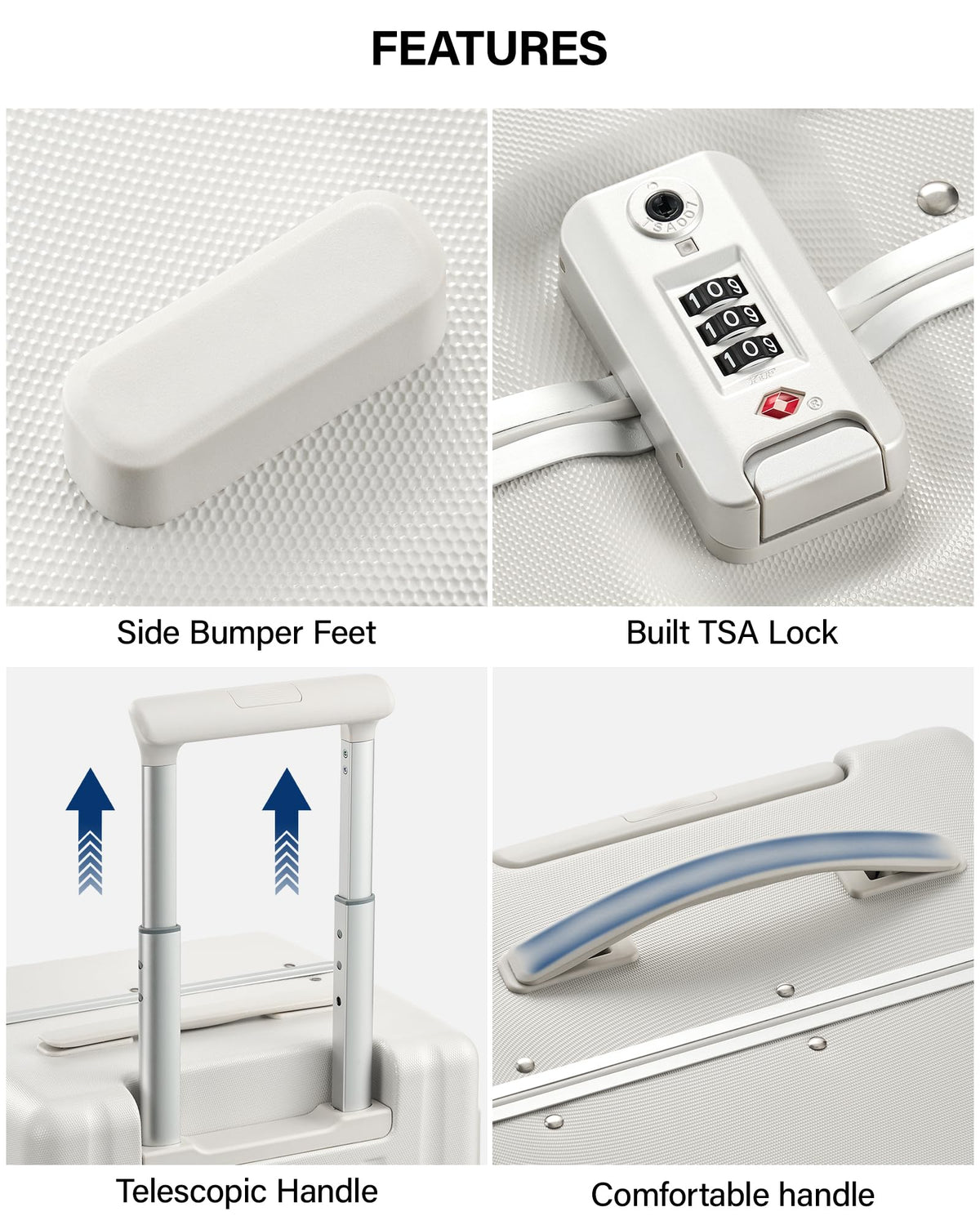 20 Inch Zipperless Aluminum Frame Hard Shell PC Carry-On Luggage with TSA Lock G18232