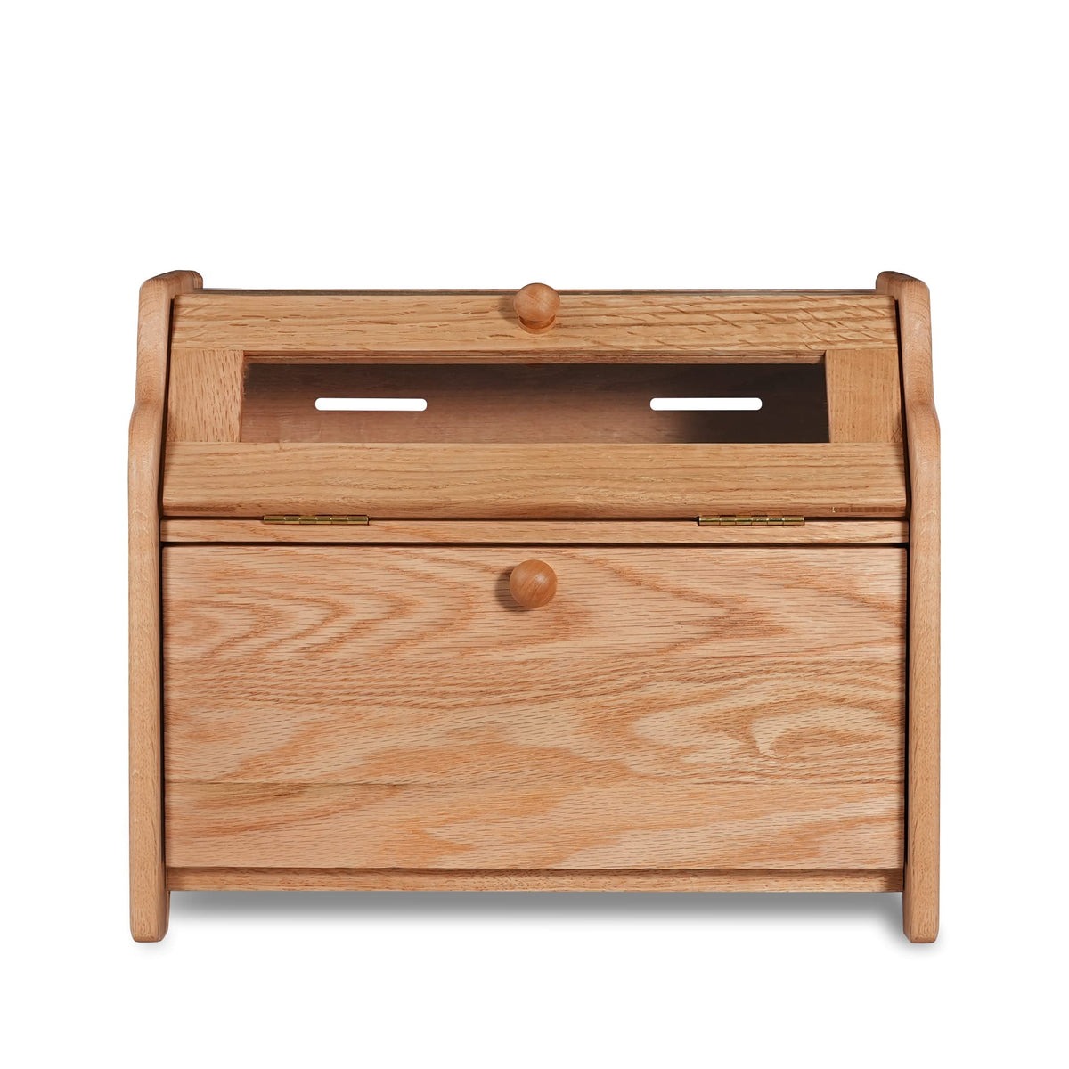 Solid Wood Oak Bread Box with Clear Window Y187881