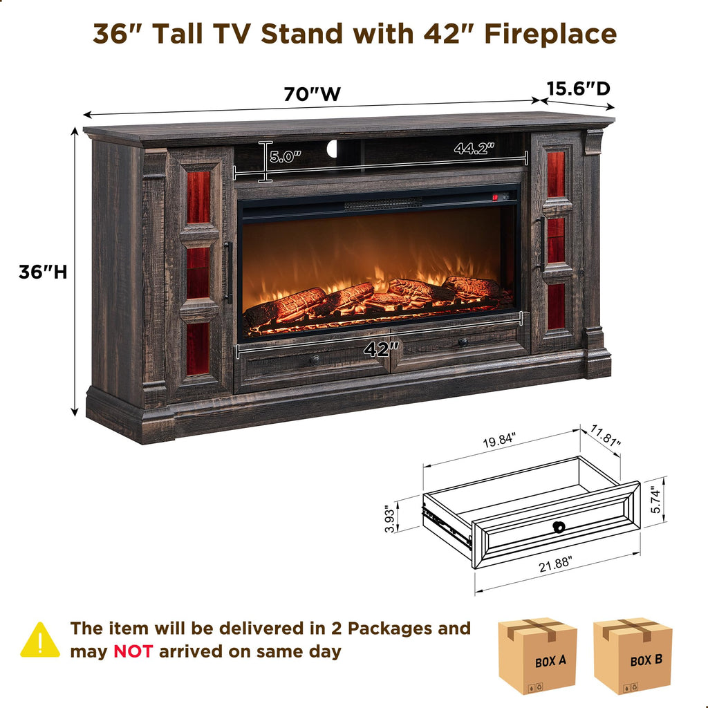 70" TV Stand with Electric Fireplace L7713