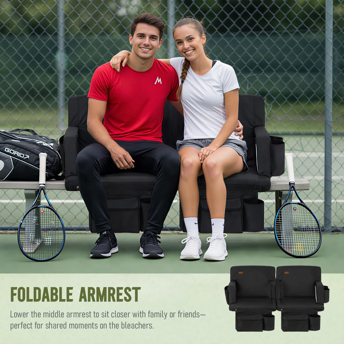 Stadium Seat with Back Support and Armrests, 2-Pack E2445