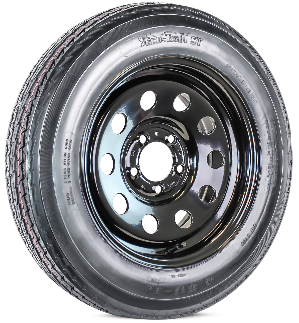 2-Pack Trailer Tire Rim Assembly 4.80-12 5 Lug Black K165455