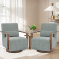 Green Swivel Accent Arm Chair Set of 2 with Solid Wood Base Y80514