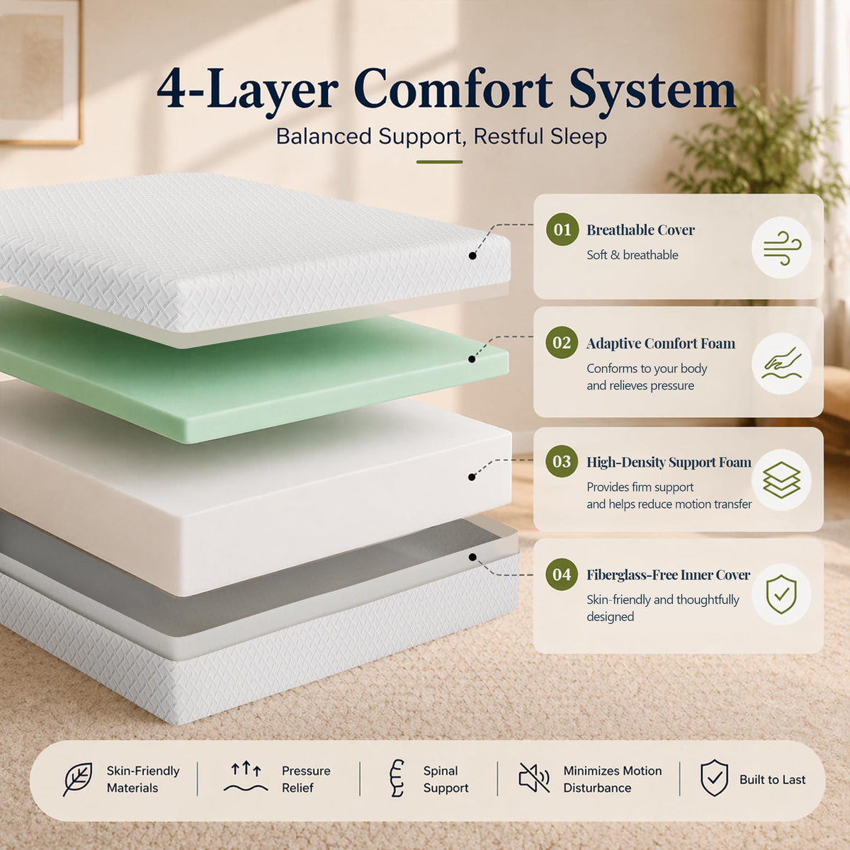 Twin Size 5 Inch Memory Foam Mattress D789089