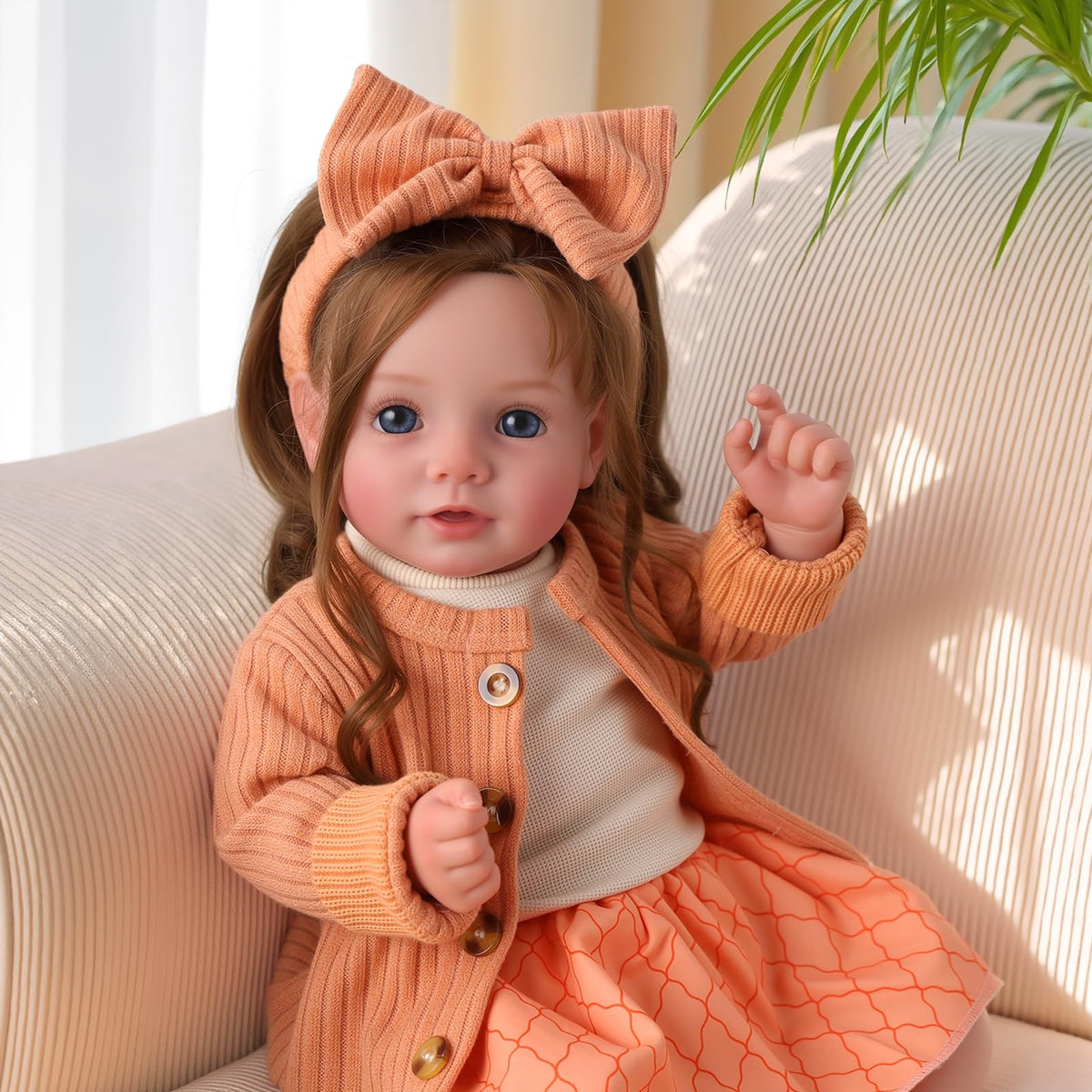 20 Inch Reborn Baby Dolls with Brown Hair T3496