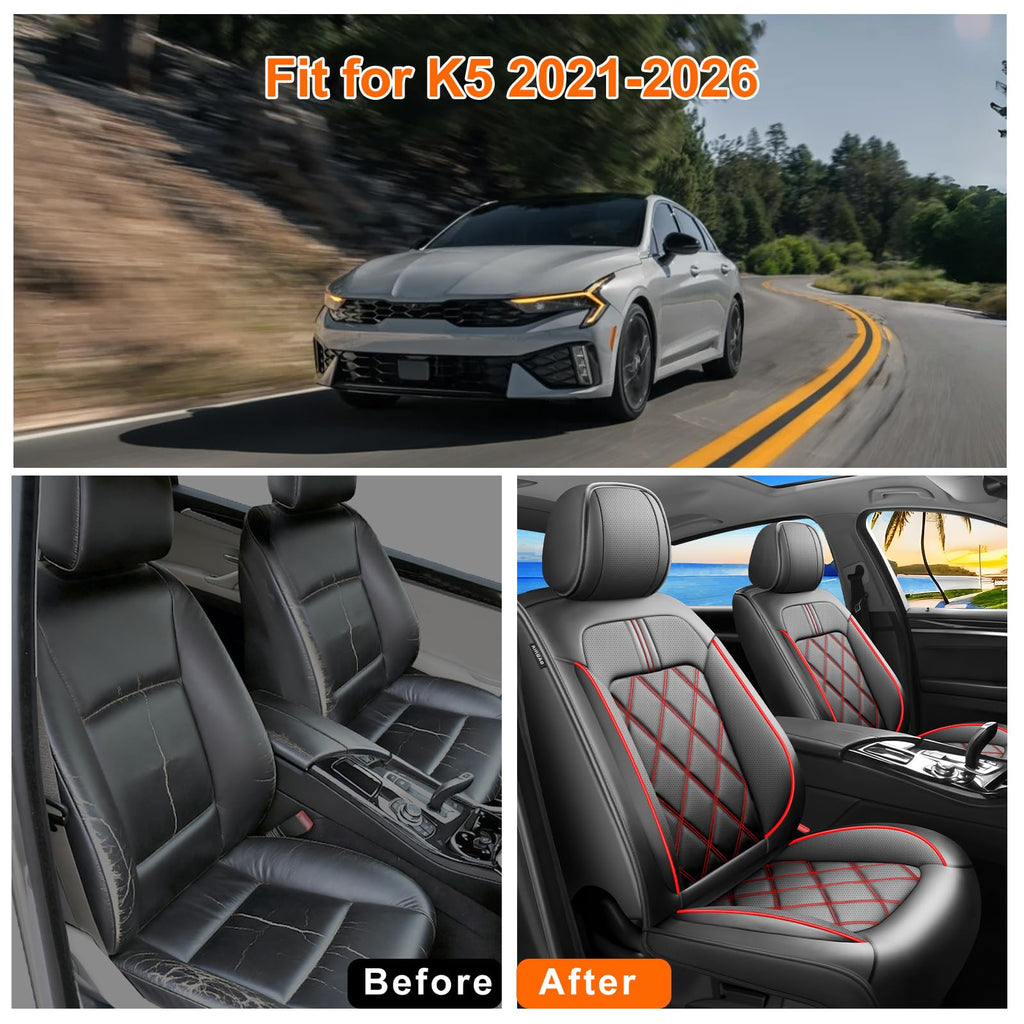 Car Seat Covers Red Black N4929