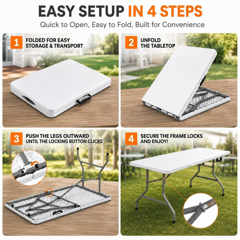 6FT Folding Table White L276