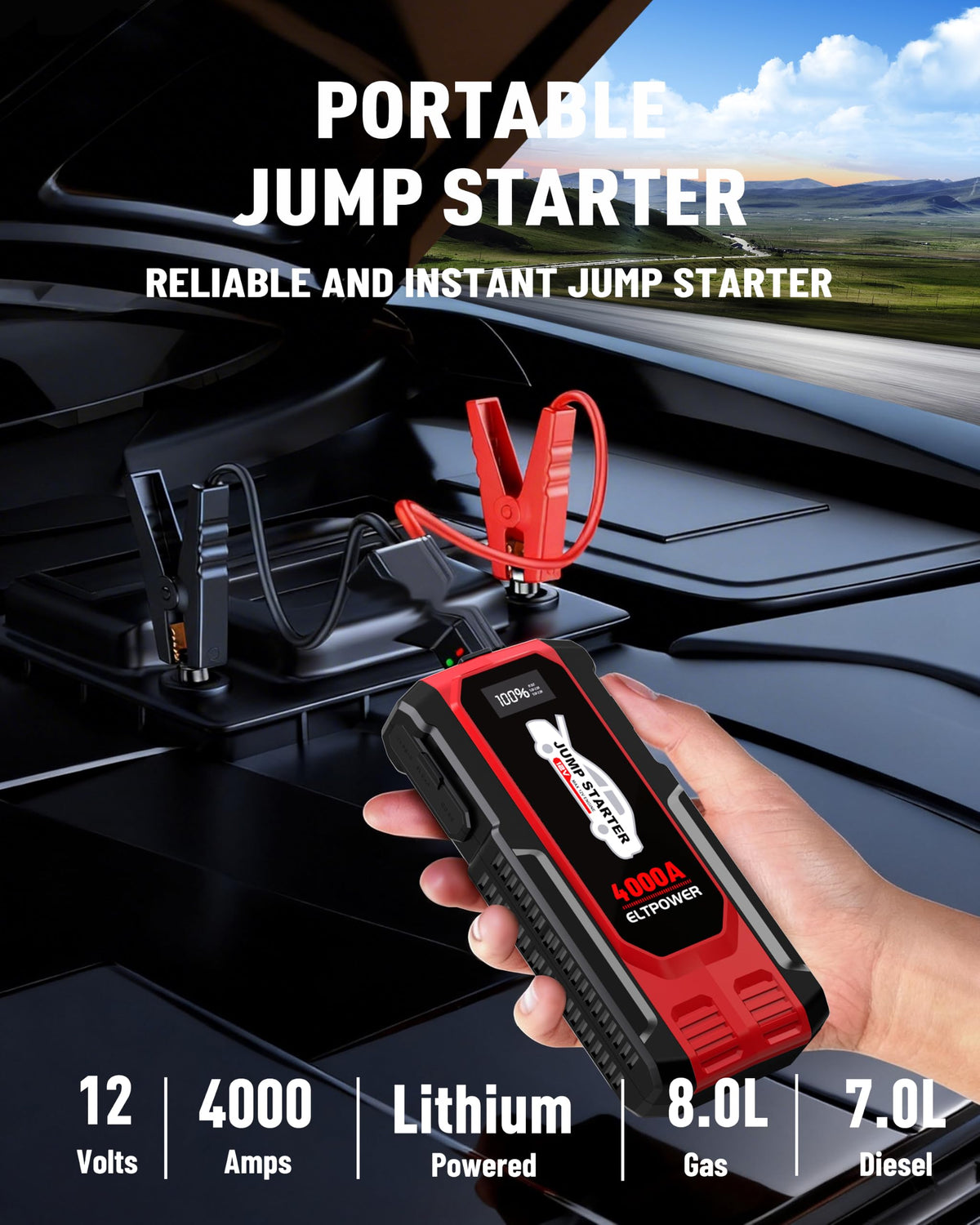 Heavy Duty 12V Portable Jump Starter with Carry Case Q85183
