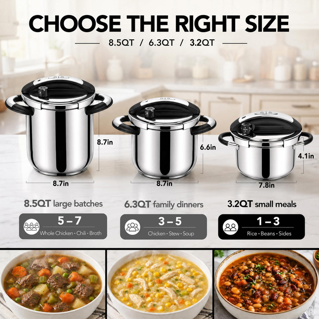 3.2QT Stainless Steel Stovetop Pressure Cooker B39459