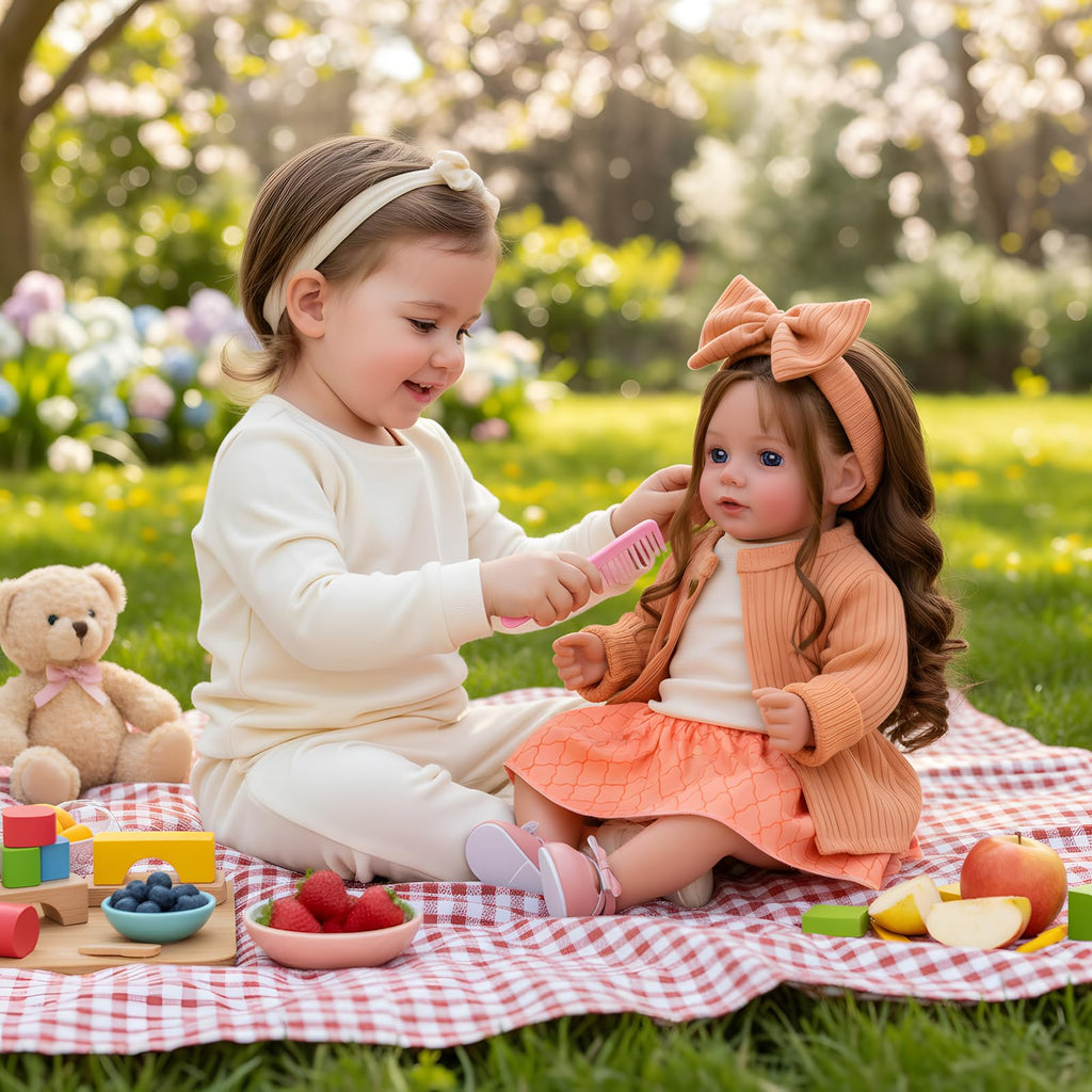 20 Inch Reborn Baby Dolls with Brown Hair T3496