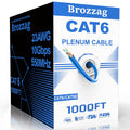 Cat 6 Plenum Cable 1000ft 23AWG Solid CCA 550MHz 10Gbps UTP Ethernet Blue A13356