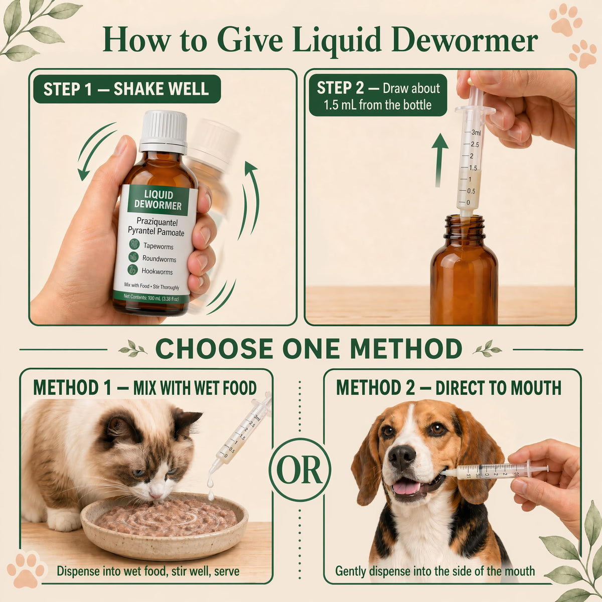 Liquid Dewormer, Praziquantel & Pyrantel Pamoate, 3.38 fl oz O951