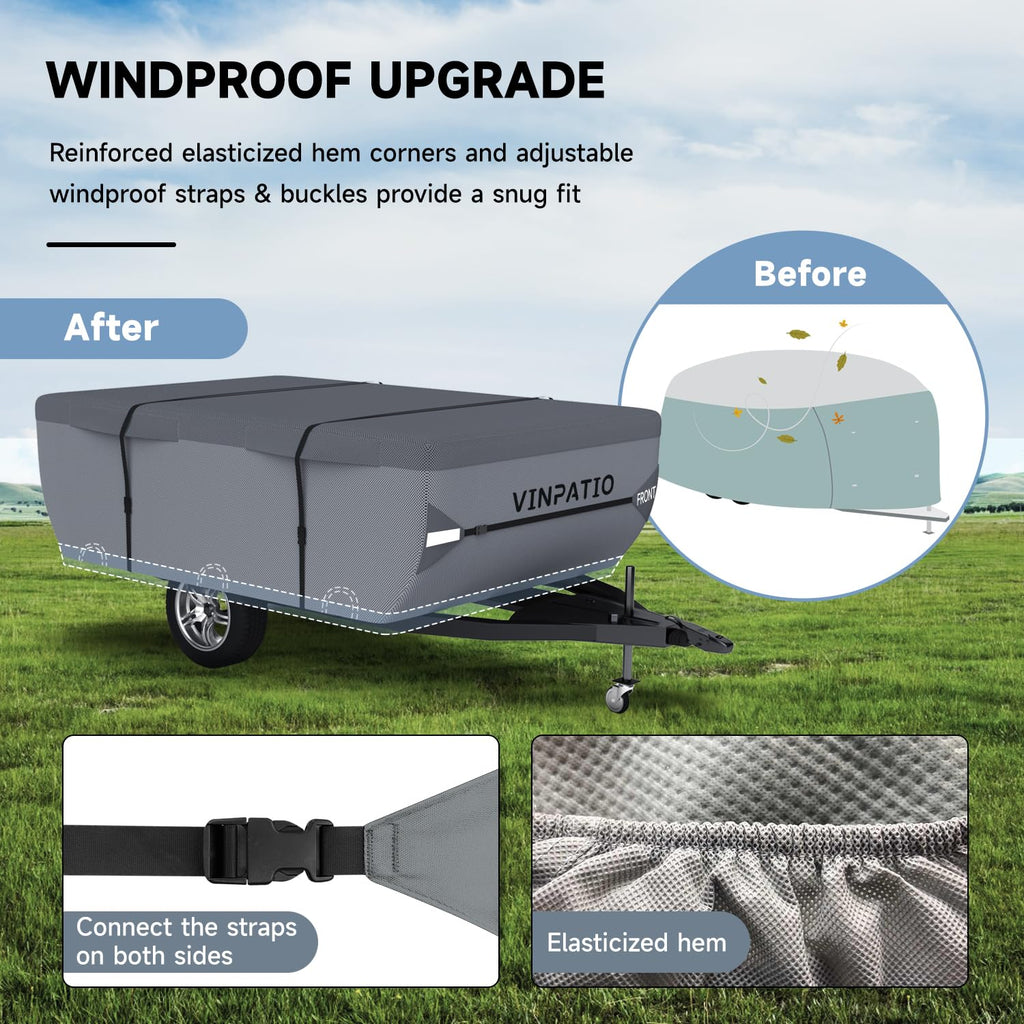 Waterproof Anti-UV Pop Up Camper Cover Fits 14'-16' Trailers H450063
