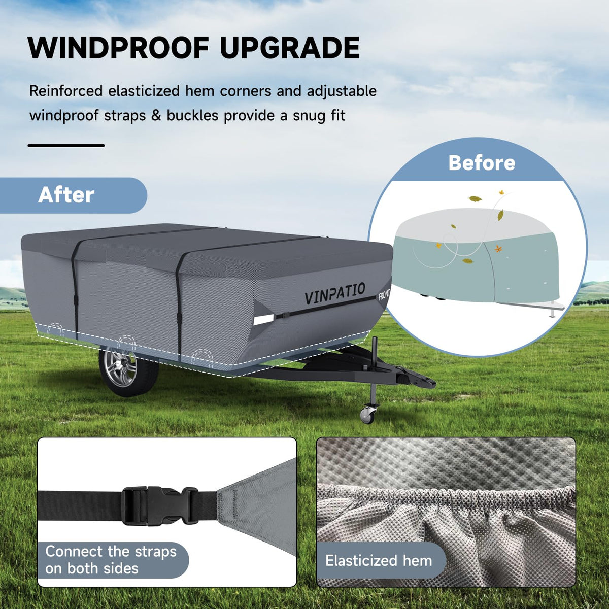 Waterproof Anti-UV Pop Up Camper Cover Fits 14'-16' Trailers H450063