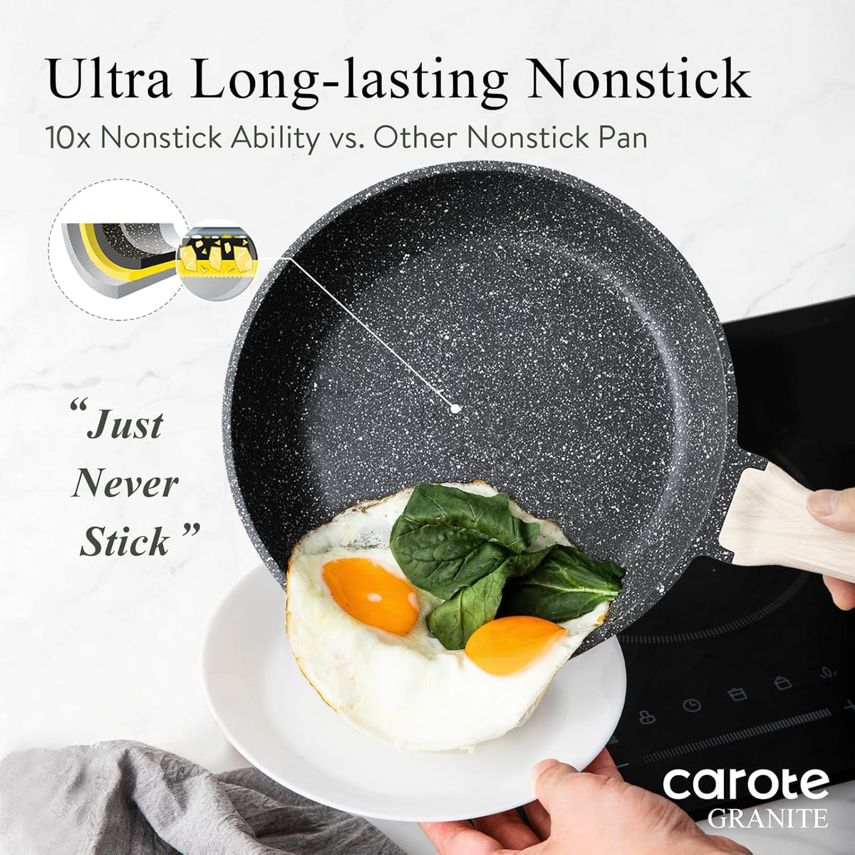 Non Stick 10 Inch Granite Skillet with Glass Lid Z269