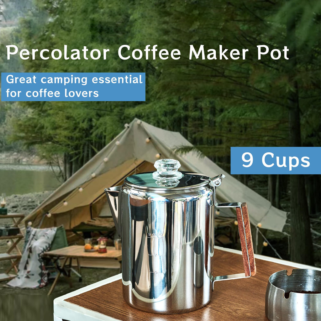 Stainless Steel 9 Cup Camping Coffee Percolator V207171
