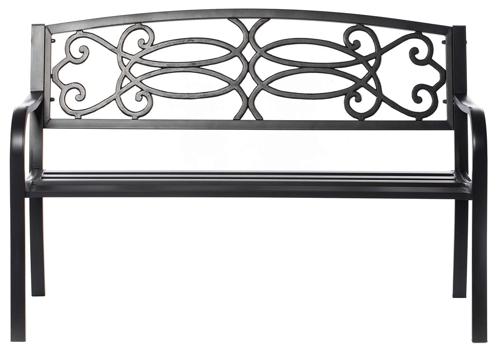 Steel Outdoor Patio Garden Bench with Cast Iron Backrest V6365