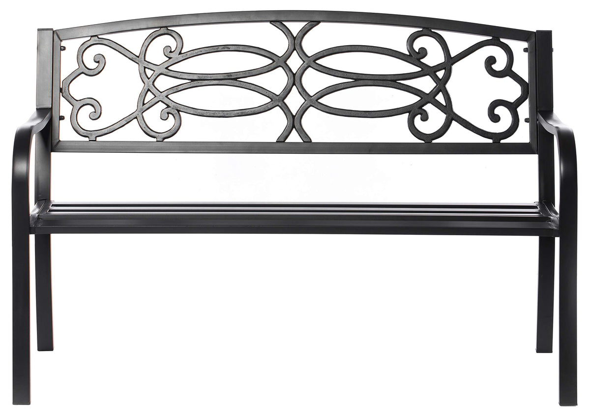 Steel Outdoor Patio Garden Bench with Cast Iron Backrest V6365
