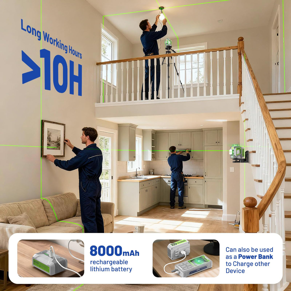 360 Self Leveling Green Laser Level with Tripod I770389
