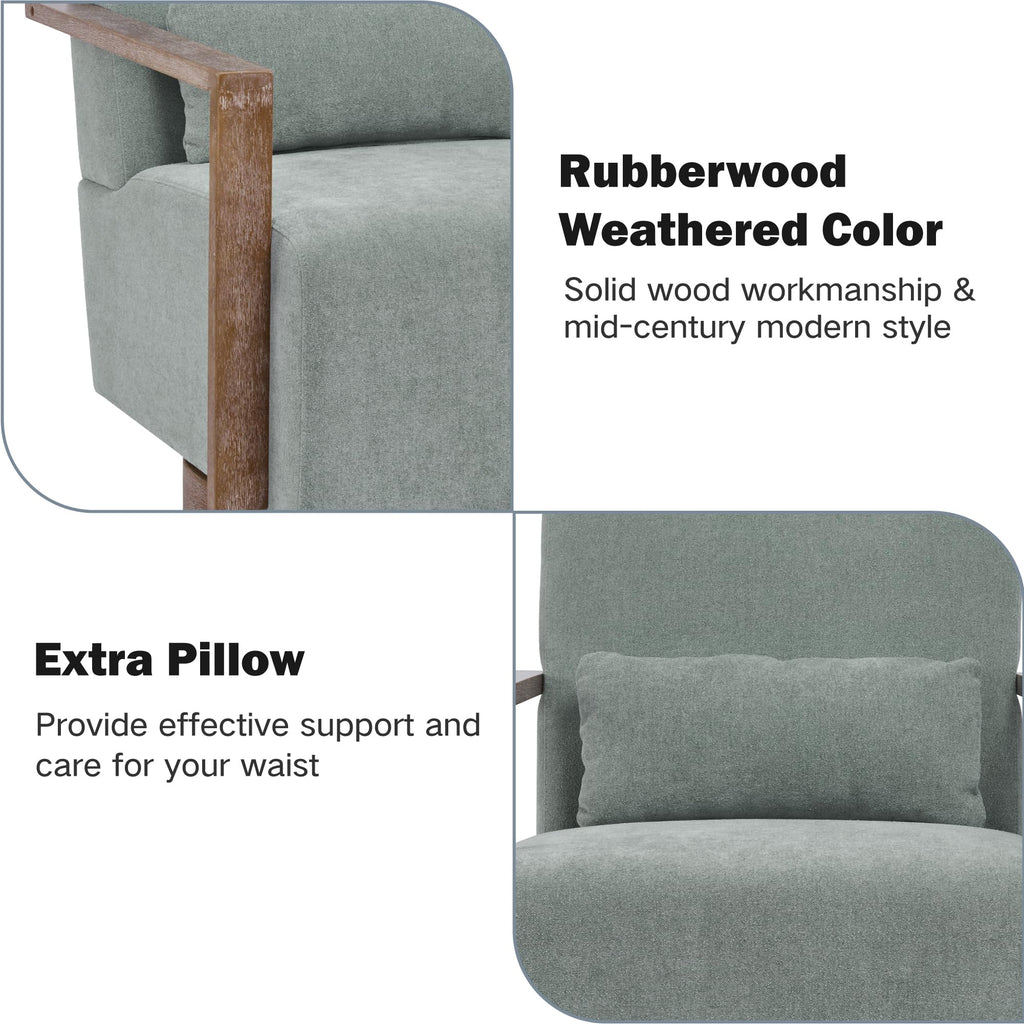 Green Swivel Accent Arm Chair Set of 2 with Solid Wood Base Y80514