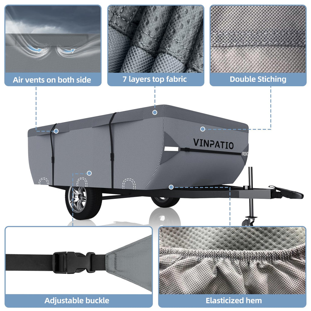 Waterproof Anti-UV Pop Up Camper Cover Fits 14'-16' Trailers H450063