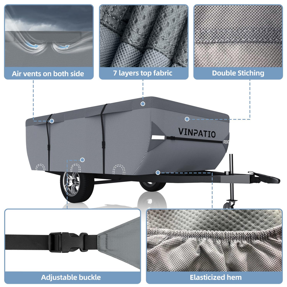 Waterproof Anti-UV Pop Up Camper Cover Fits 14'-16' Trailers H450063