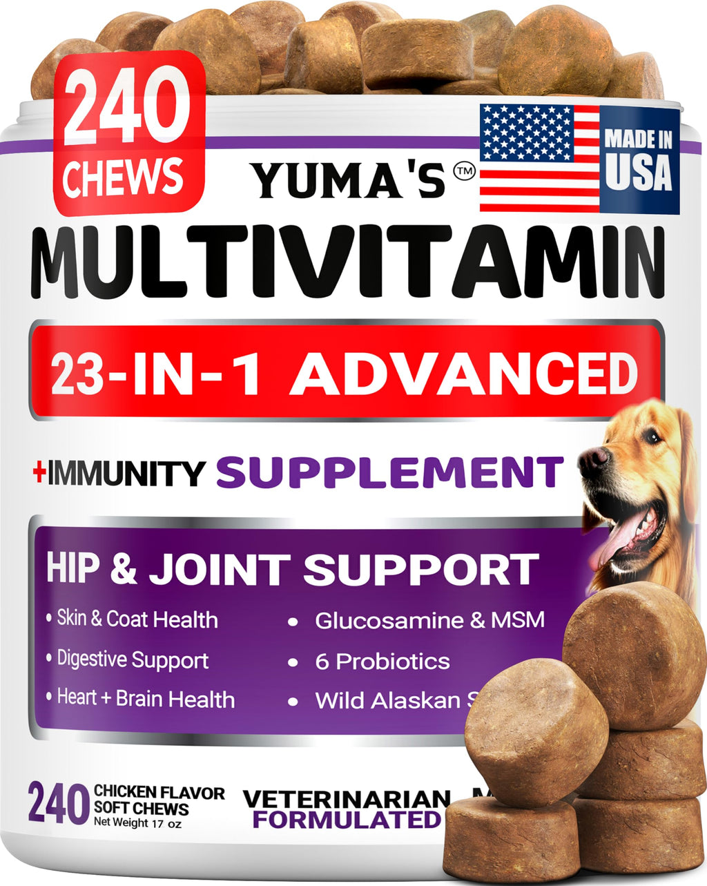 Dog Multivitamin with Glucosamine, 240 Treats L7946