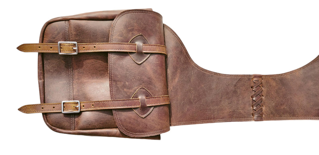 Leather Saddle Bag with Adjustable Strap 11X11X3.5 Inch D536
